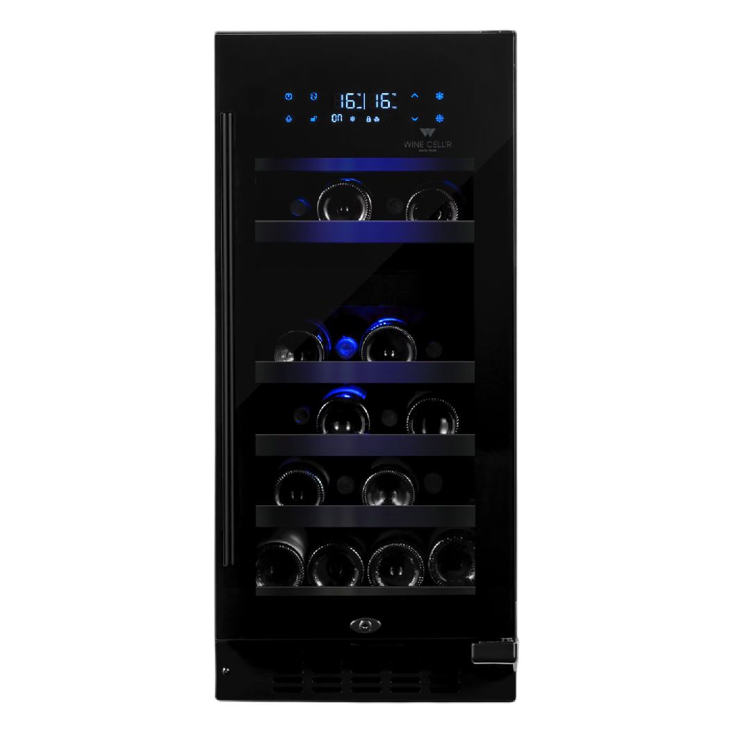 Cellier encastrable 15 po, 26 bouteilles Noir- Gamme Black Pearl