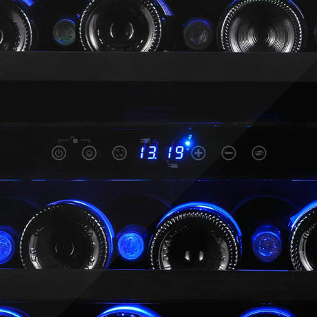 Cellier à vin 24 po, 46 bouteilles Noir à 2 zones avec Connectivité Wi-Fi - Série Black Pearl