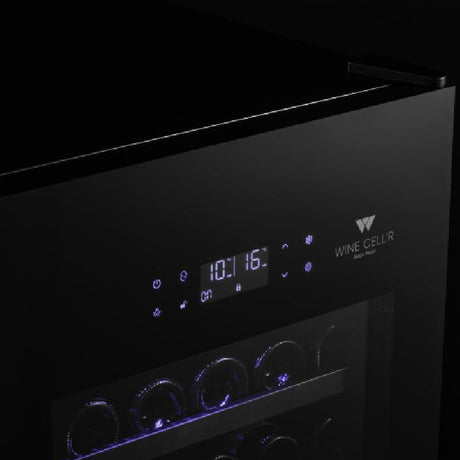 Cellier à vin 24 po, 89 bouteilles Noir à 2 zones avec Connectivité Wi-Fi - Série Black Pearl