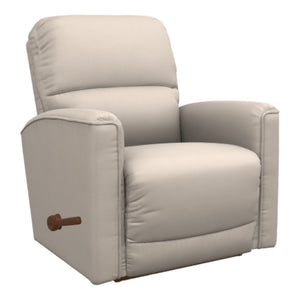 Fauteuil berçant et inclinable en cuir beige - Cade