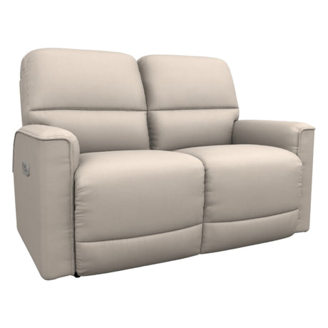 Causeuse motorisée en cuir beige avec ports USB intégrés - Cade