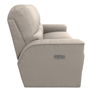 Causeuse motorisée en cuir beige avec ports USB intégrés - Cade