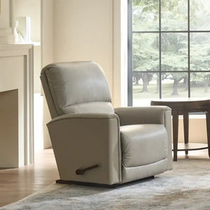 Fauteuil berçant et inclinable en cuir beige - Cade