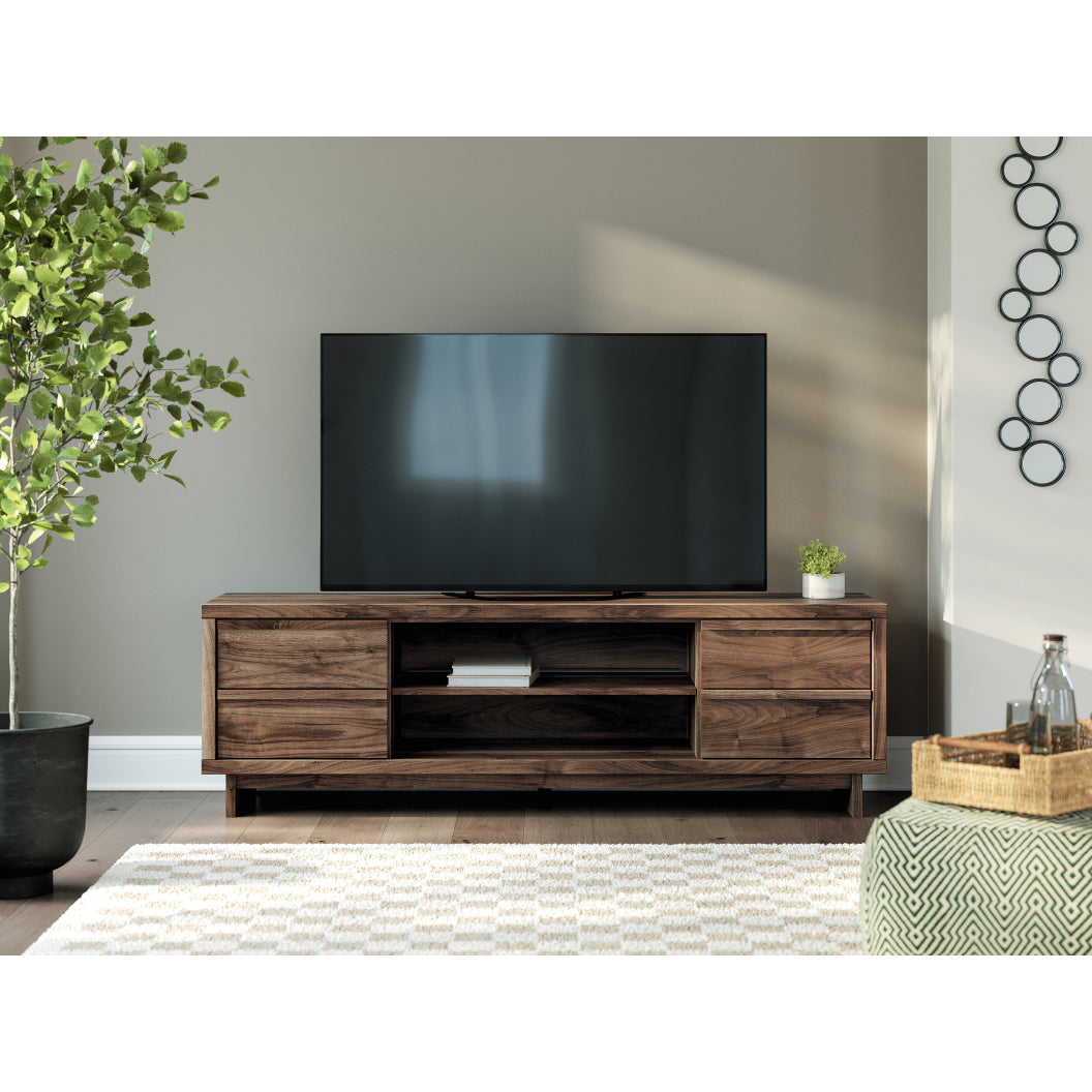 Meuble de télévision XL en bois/MDF brun avec 4 tiroirs - Zadilyn