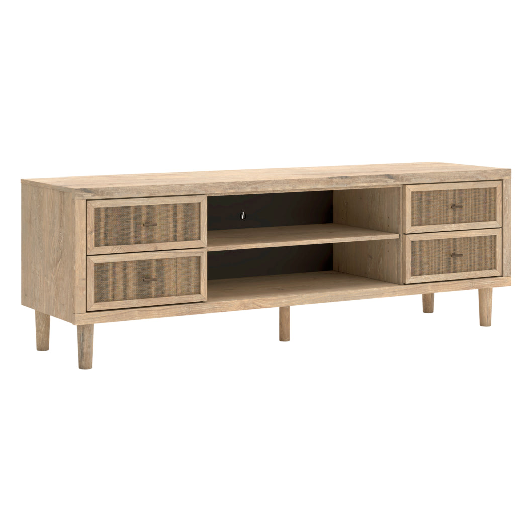 Meuble de télévision XL en bois/placage beige avec 4 tiroirs - Cielden