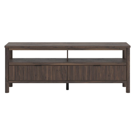 Meuble de télévision XL en bois/placage brun avec 2 tiroirs - Cadmori