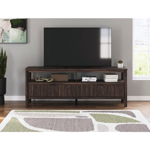 Meuble de télévision XL en bois/placage brun avec 2 tiroirs - Cadmori