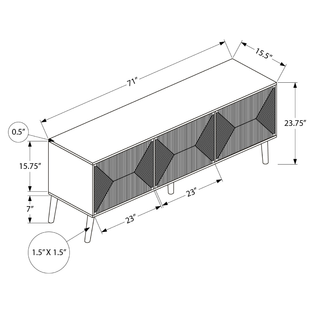 Meuble de télévision en bois/MDF noyer clair avec 3 portes - I 2793