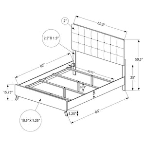 Lit complet en tissu gris et en bois/MDF brun noyer Grand lit - I 5230Q