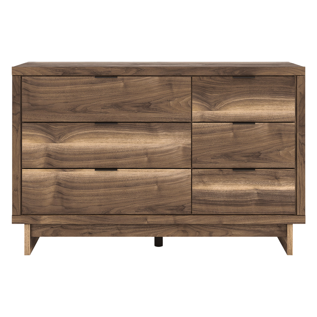 Bureau à 6 tiroirs en bois/MDF brun noyer - Chirason