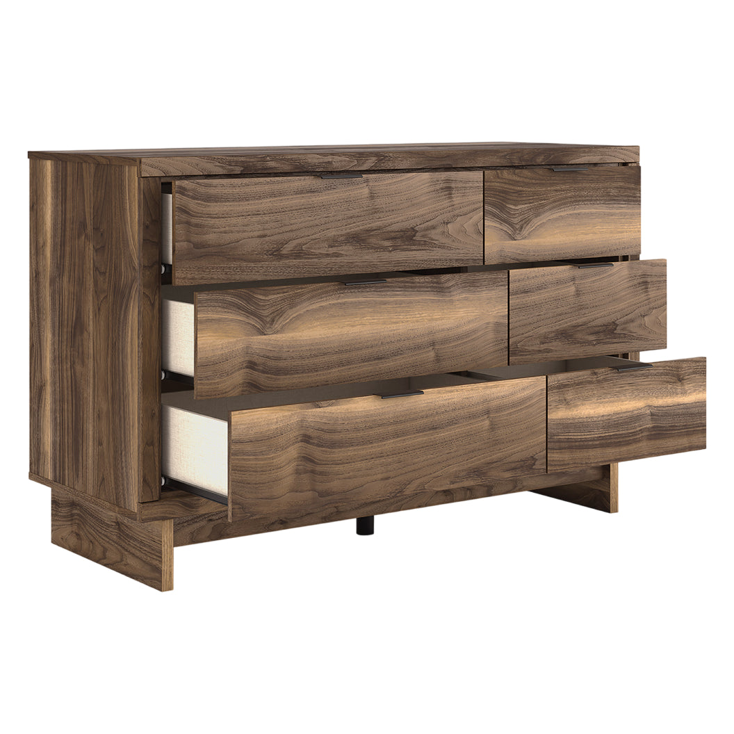 Bureau à 6 tiroirs en bois/MDF brun noyer - Chirason