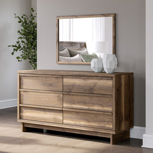 Bureau à 6 tiroirs en bois/MDF brun noyer - Chirason