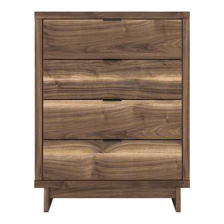 Commode à 4 tiroirs en bois/MDF brun noyer - Chirason