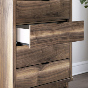 Commode à 4 tiroirs en bois/MDF brun noyer - Chirason