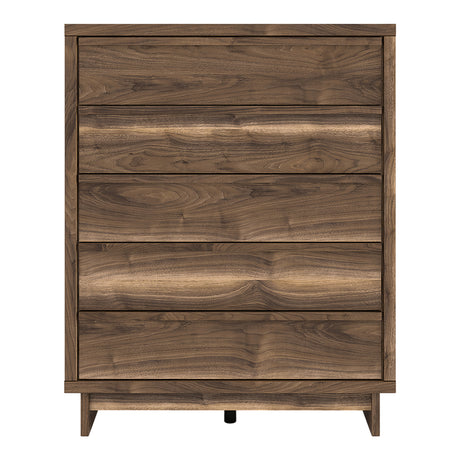 Commode à 5 tiroirs en bois/MDF brun noyer - Chirason