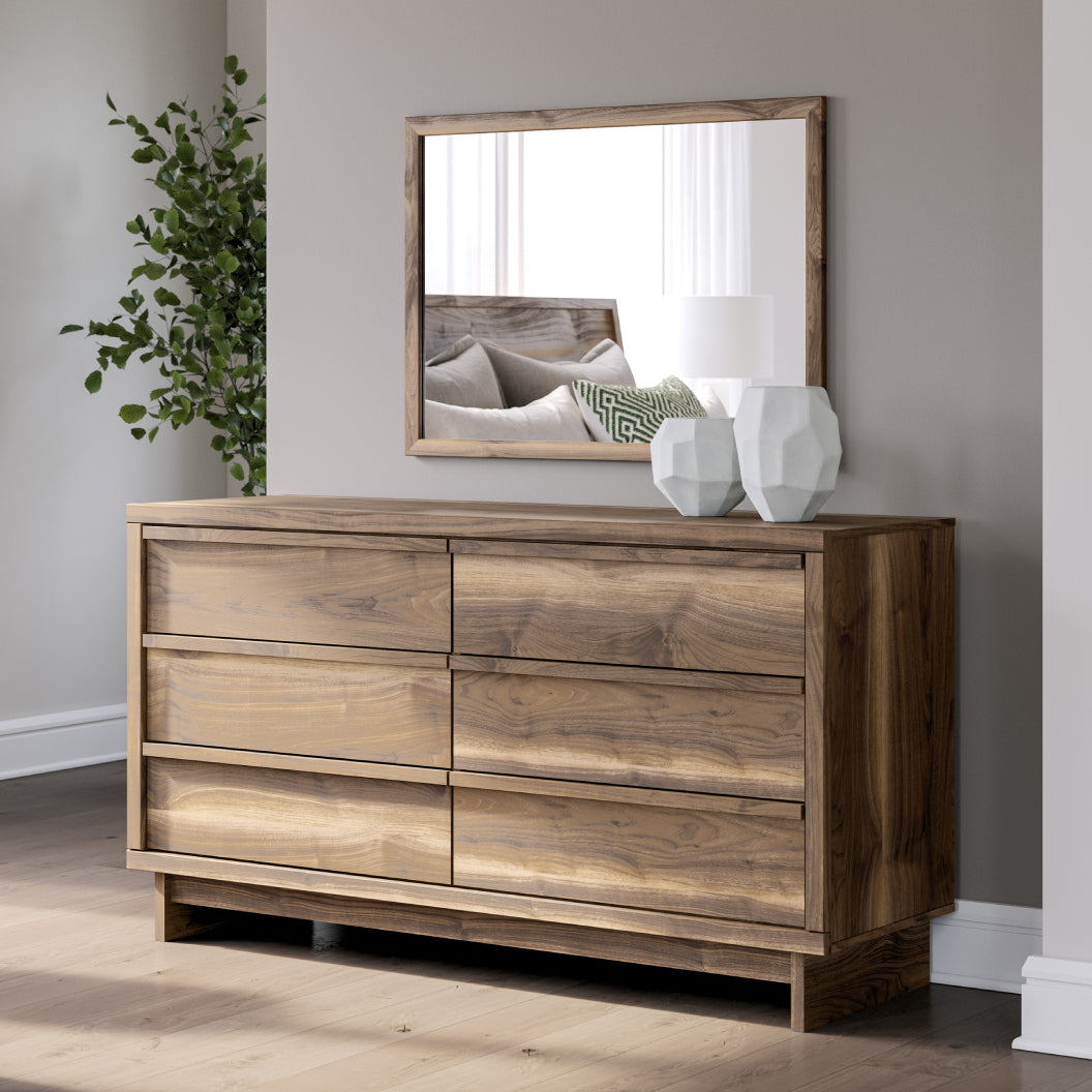 Miroir de bureau en bois/MDF brun noyer - Chirason