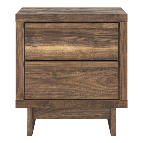 Table de chevet à 2 tiroirs en bois/MDF brun noyer - Chirason