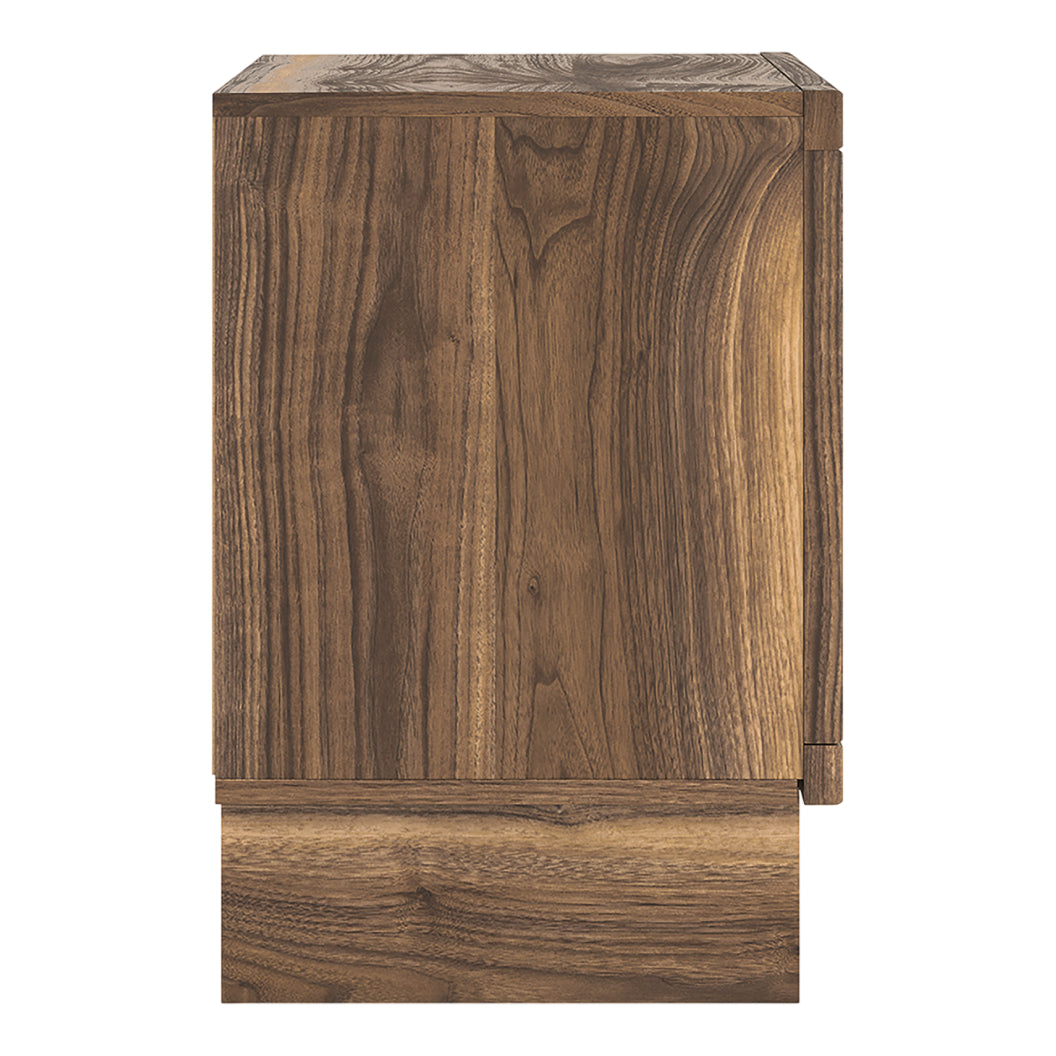 Table de chevet à 2 tiroirs en bois/MDF brun noyer - Chirason