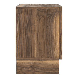 Table de chevet à 2 tiroirs en bois/MDF brun noyer - Chirason