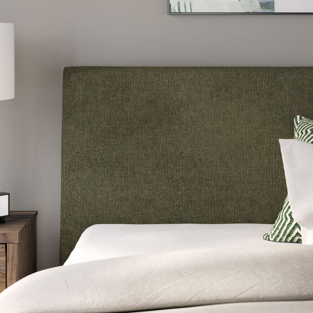 Lit complet rembourré en tissu vert sauge à profil bas Double / Grand / Très grand - Chirason