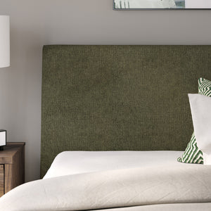 Lit complet rembourré en tissu vert sauge à profil bas Double / Grand / Très grand - Chirason