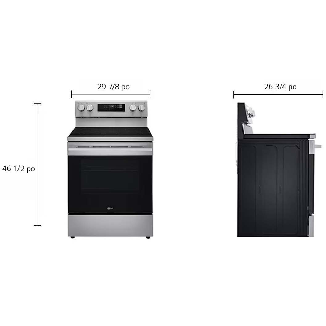 Cuisinière électrique 30 po, 6,3 pi³ Inox avec convection ProBake® et Air Fry