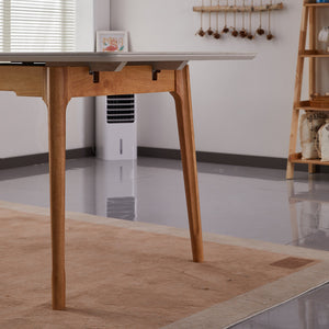 Table de salle à manger extensible en pierre frittée crème - Valencia