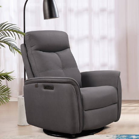Fauteuil berçant, pivotant et inclinable motorisé en tissu gris - Oslo