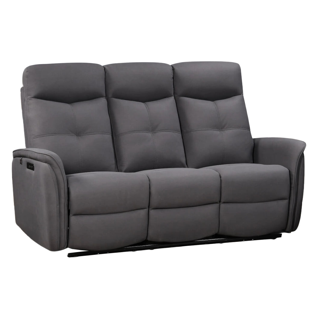 Sofa inclinable motorisé en cuir et en tissu avec table rabattable - Oslo