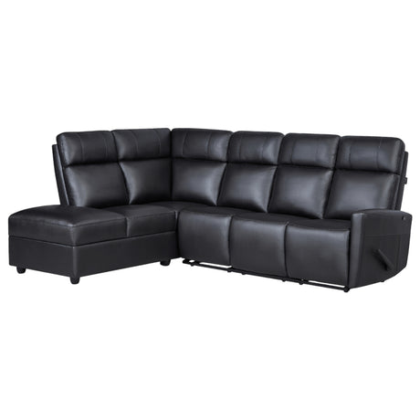 Sectionnel inclinable aspect cuir avec table rabattable & chaise longue - Prague