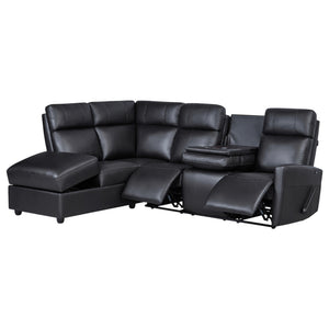 Sectionnel inclinable aspect cuir avec table rabattable & chaise longue - Prague