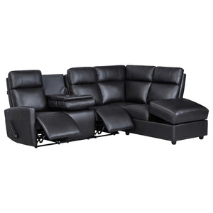 Sectionnel inclinable aspect cuir avec table rabattable & chaise longue - Prague