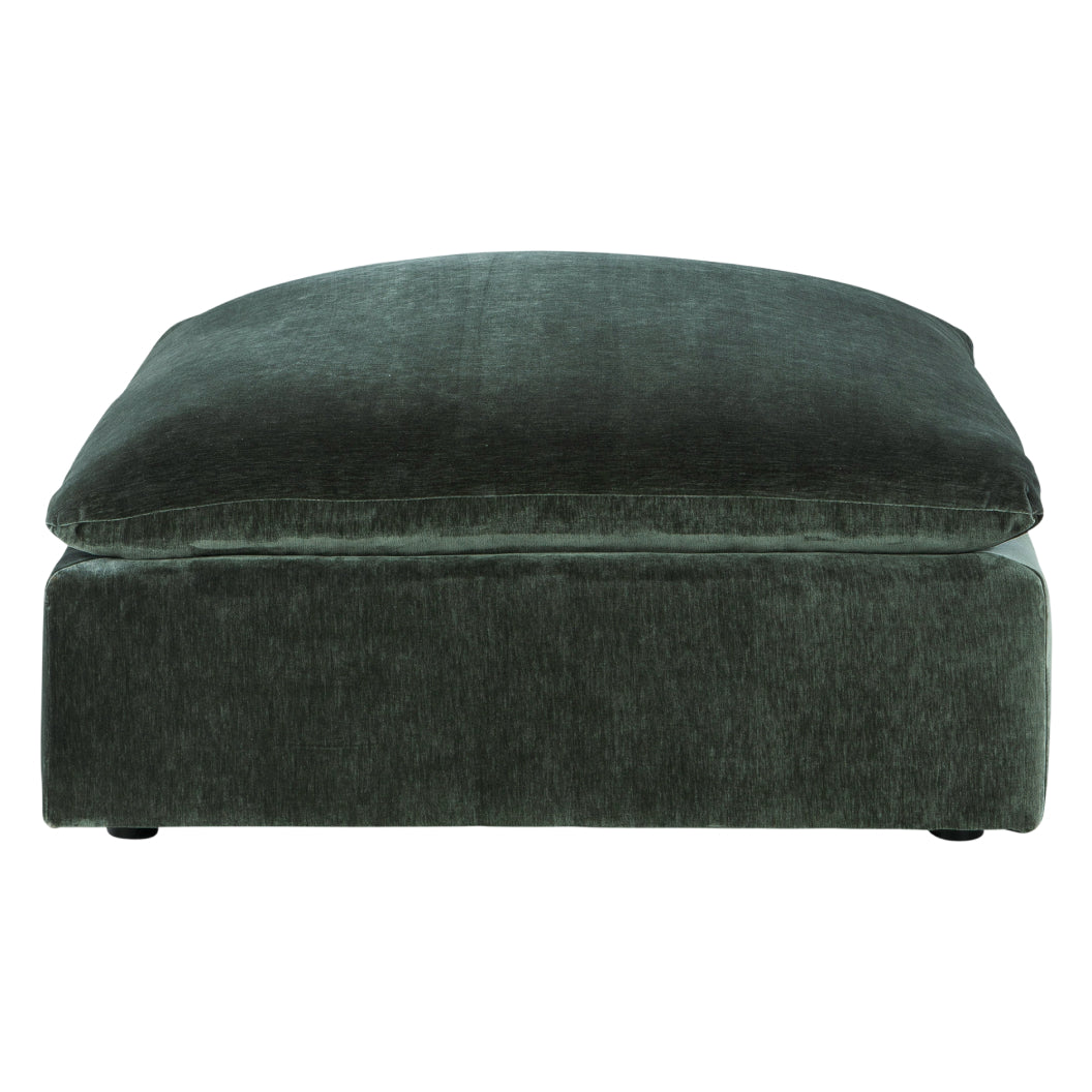 Ottoman surdimensionné en tissu vert jade - Carriage View