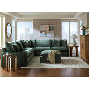 Ottoman surdimensionné en tissu vert jade - Carriage View