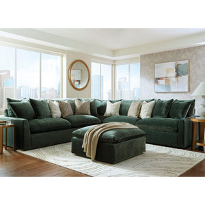 Ottoman surdimensionné en tissu vert jade - Carriage View