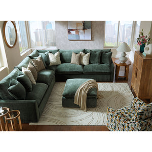 Ottoman surdimensionné en tissu vert jade - Carriage View