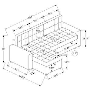 Sofa-lit en tissu gris avec chaise longue à rangement - Dale