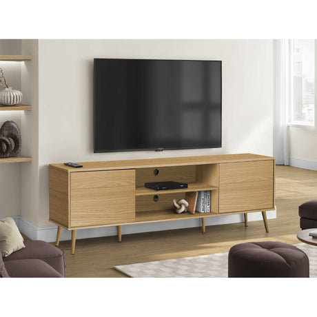 Meuble de télévision en bois/MDF effet naturel avec 2 portes - I 2777