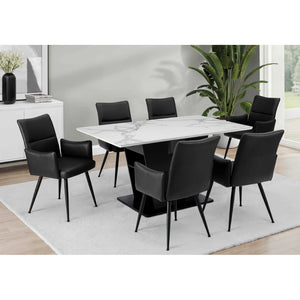 Table de salle à manger rectangulaire en pierre frittée blanche - I 1128