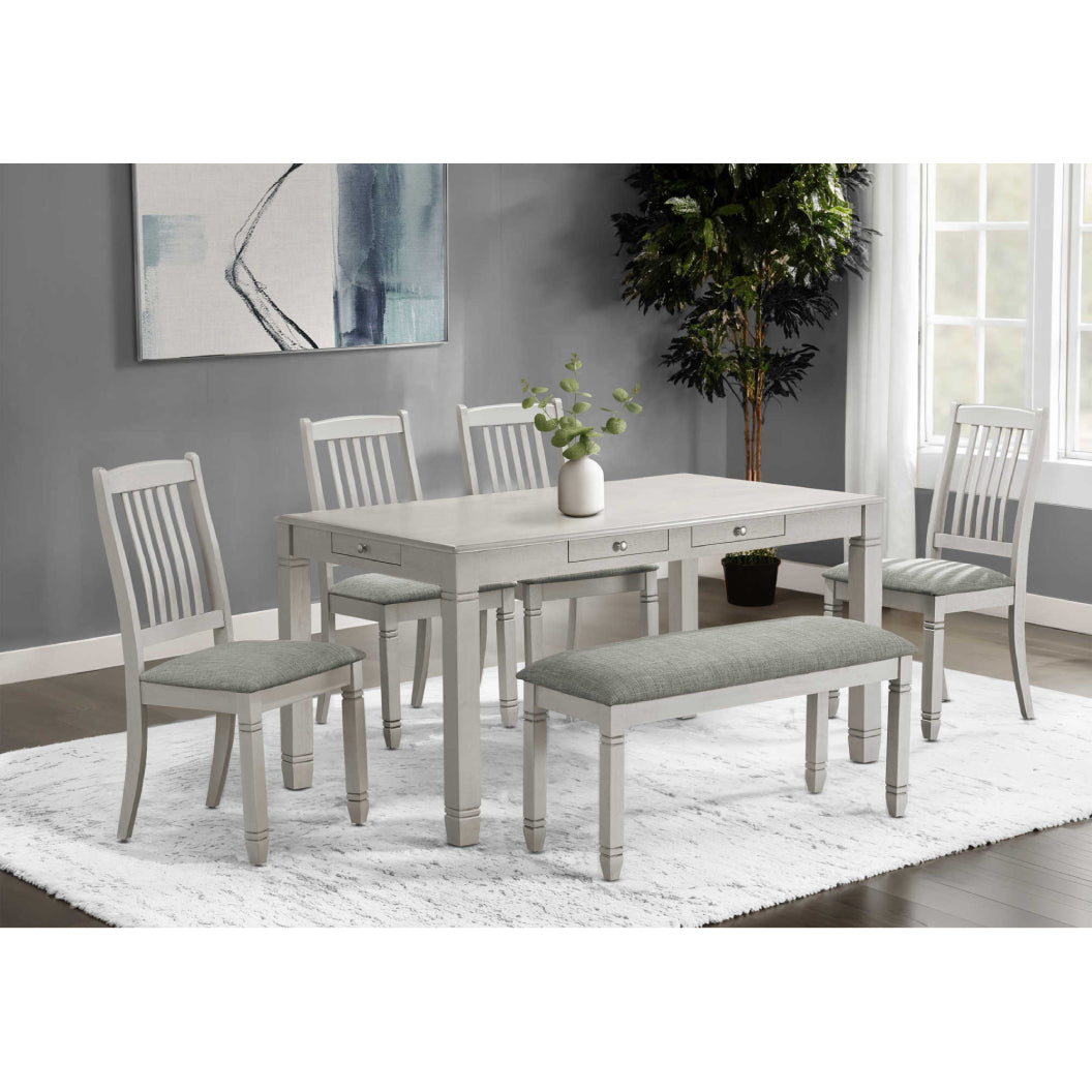 Banc de salle à manger rembourré en tissu gris - I 1257