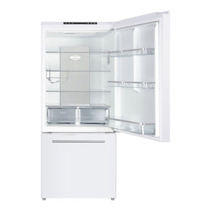 Réfrigérateur à congélateur inférieur 30 po, 18 pi³ Blanc ou Inox avec technologie Inverter