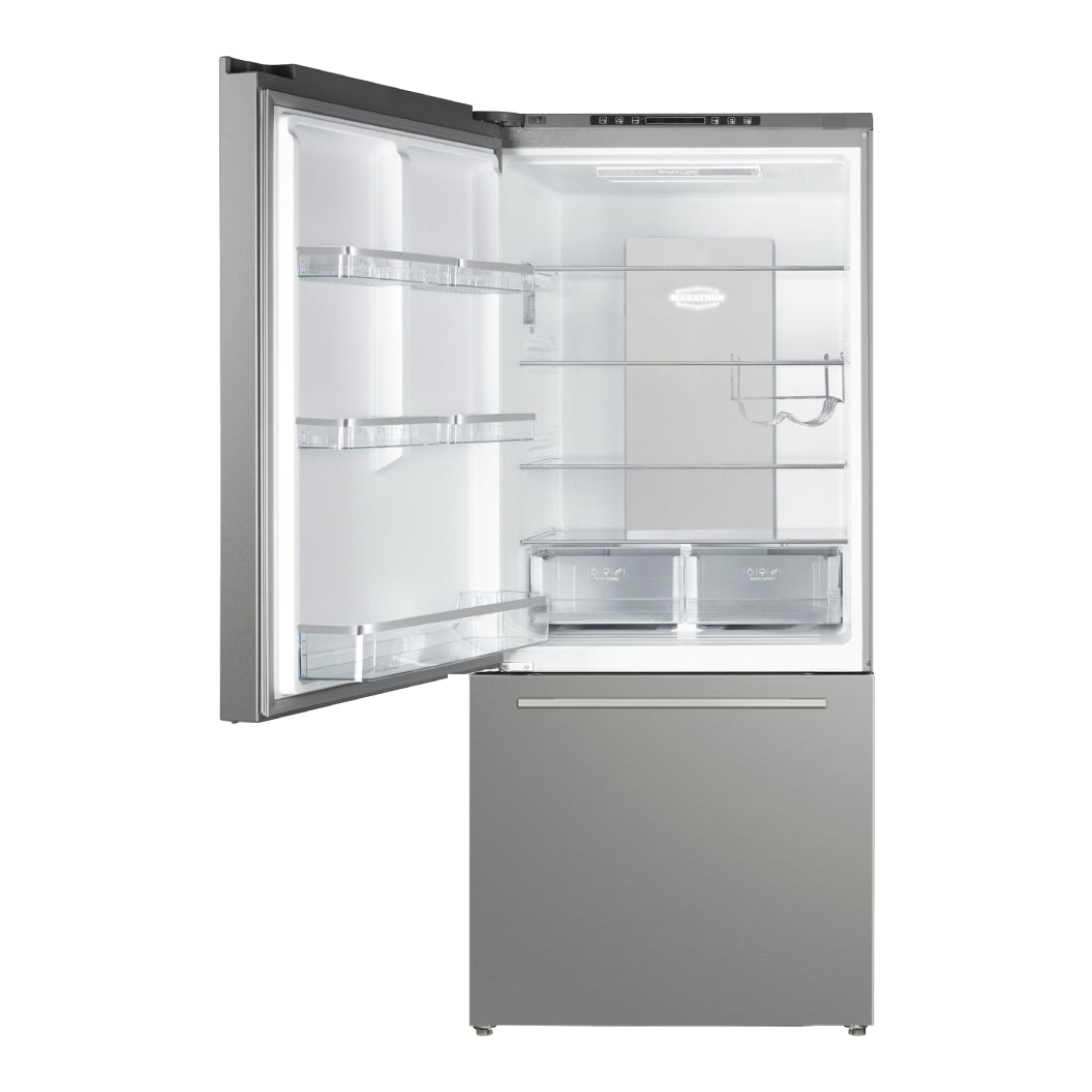 Réfrigérateur à congélateur inférieur 30 po, 18 pi³ Blanc ou Inox avec technologie Inverter
