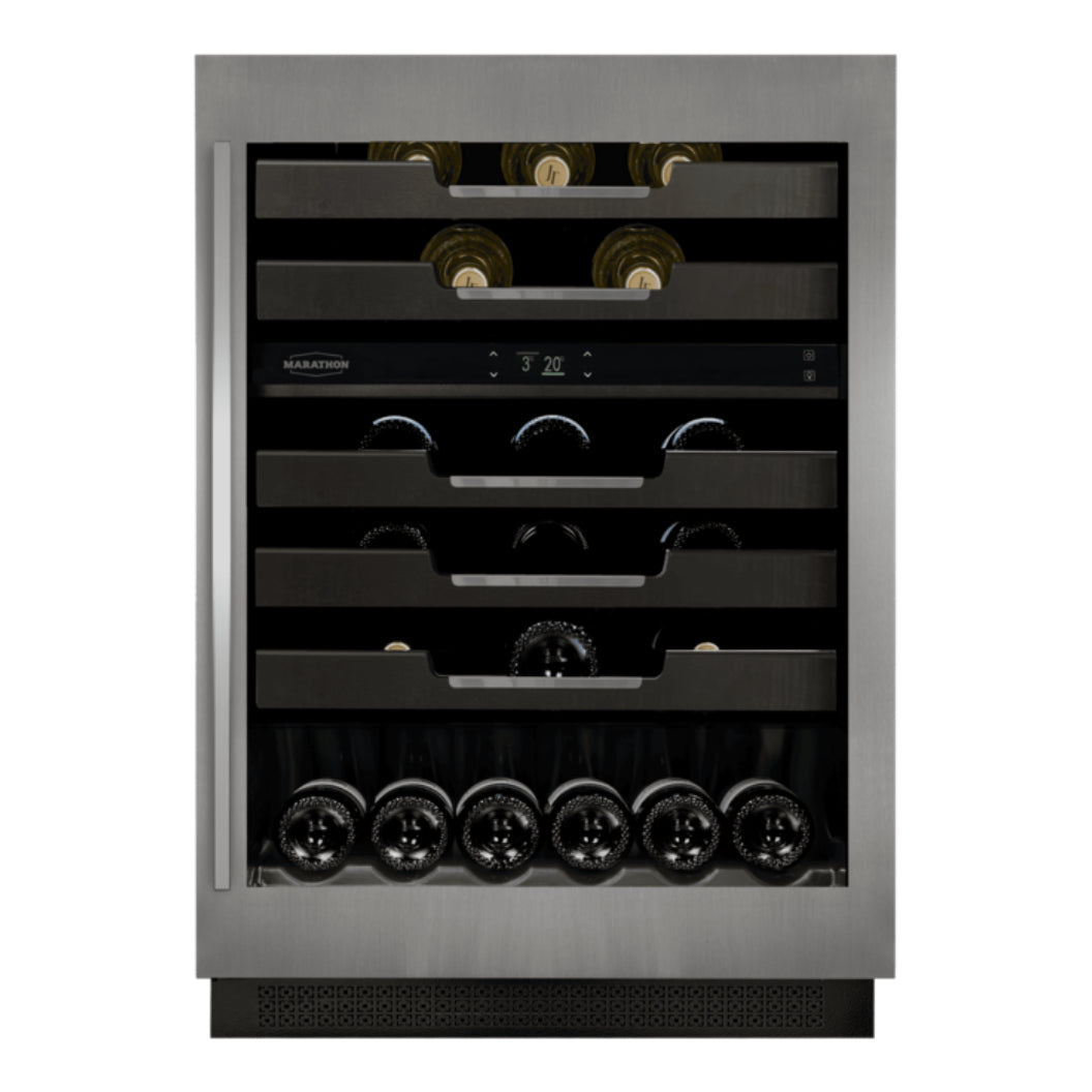 Cellier à vin 24 po, 52 bouteilles Inox à 2 zones - Authentik