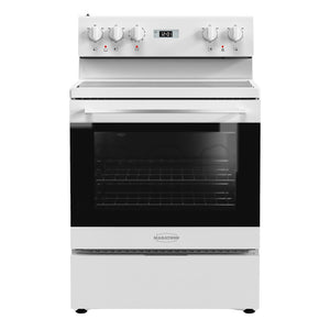 Cuisinière électrique 30 po, 4,8 pi³ Blanc avec nettoyage à la vapeur