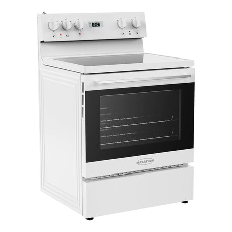 Cuisinière électrique 30 po, 4,8 pi³ Blanc avec nettoyage à la vapeur