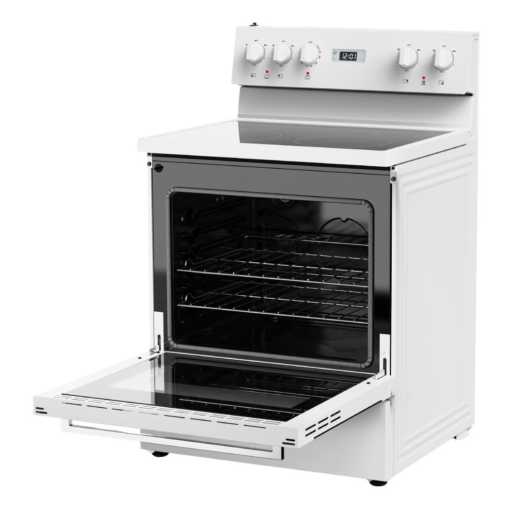 Cuisinière électrique 30 po, 4,8 pi³ Blanc avec nettoyage à la vapeur