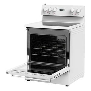 Cuisinière électrique 30 po, 4,8 pi³ Blanc avec nettoyage à la vapeur