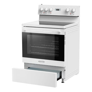 Cuisinière électrique 30 po, 4,8 pi³ Blanc avec nettoyage à la vapeur