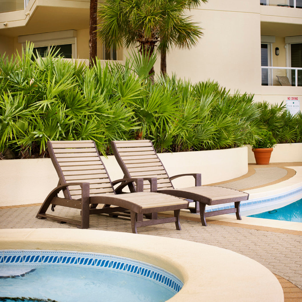 Chaise longue extérieure en plastique recyclé - St-Tropez L38