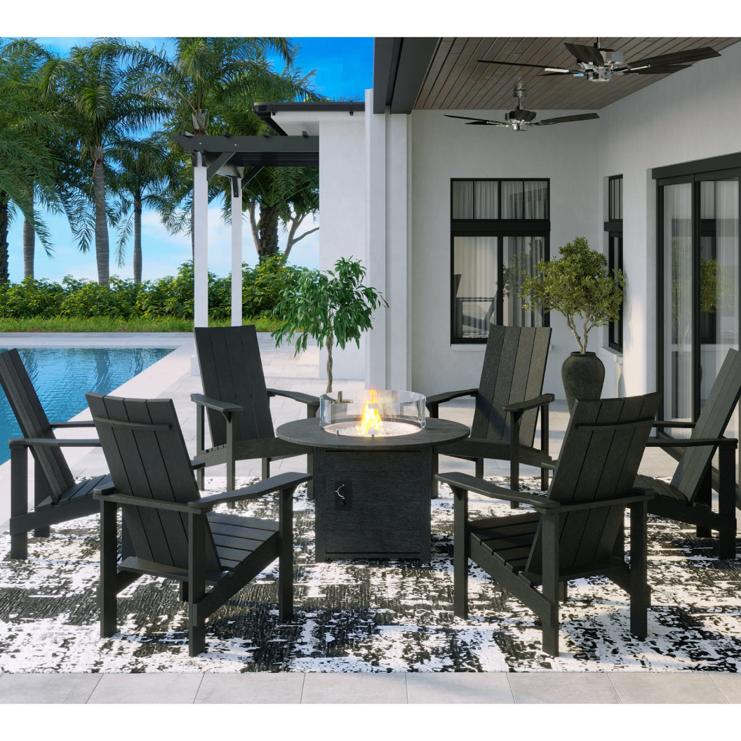 Table extérieure en plastique recyclé avec foyer Crystal Fire Plus - FT02